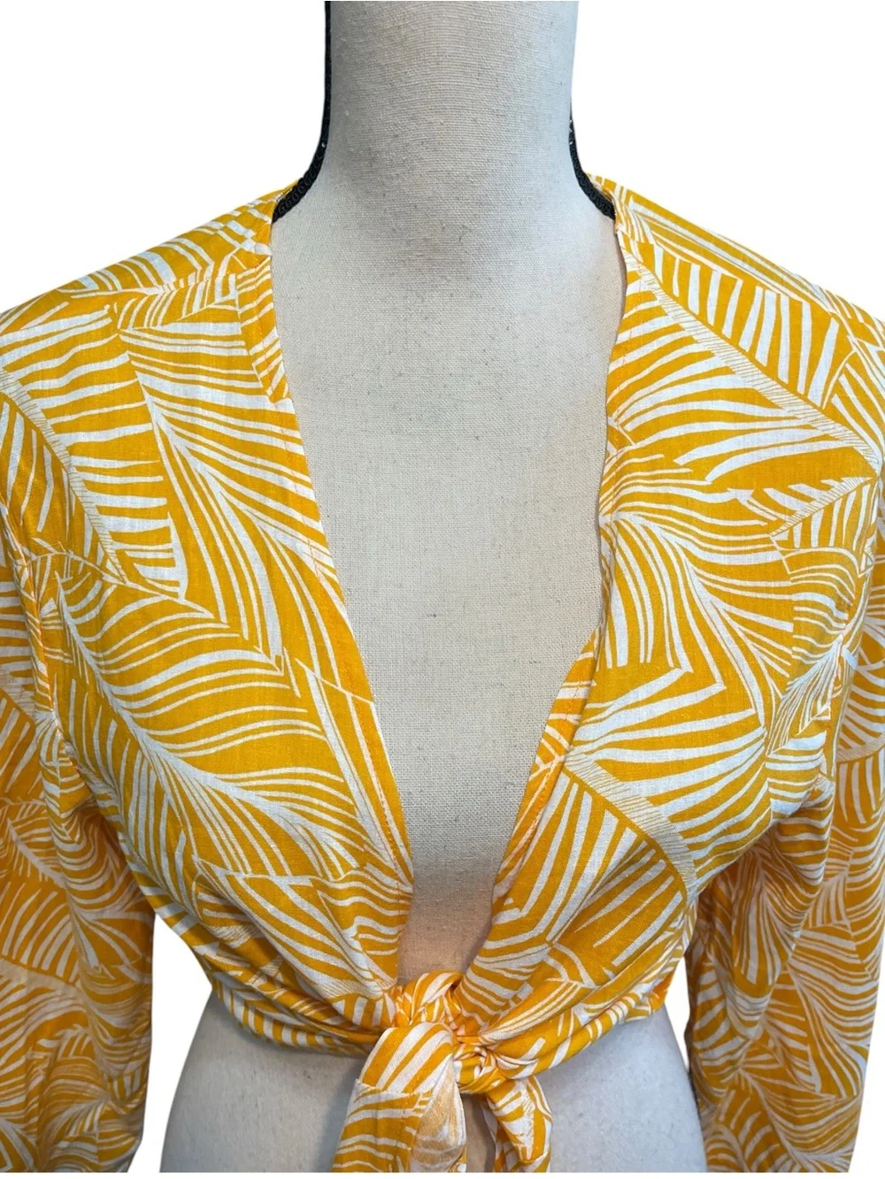 NWT Shade & Shore 2 Piece Bright Yellow Palm Leaf‎ Breezy Beach Swim Cover Up L